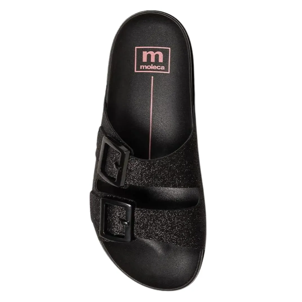 Papete Moleca Rasteira Glitter Mini Shine Feminina Preta Preto 6