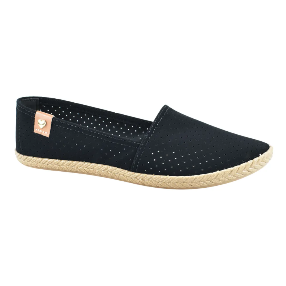 Sapatilha Feminina Moleca Nobuck Moda Perfuros Preto 5287210 Preto 2