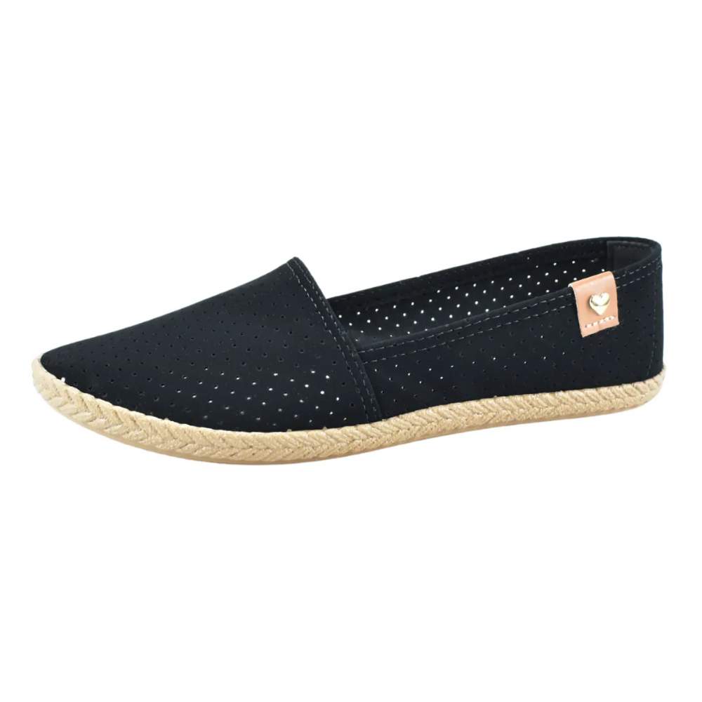 Sapatilha Feminina Moleca Nobuck Moda Perfuros Preto 5287210 Preto 6