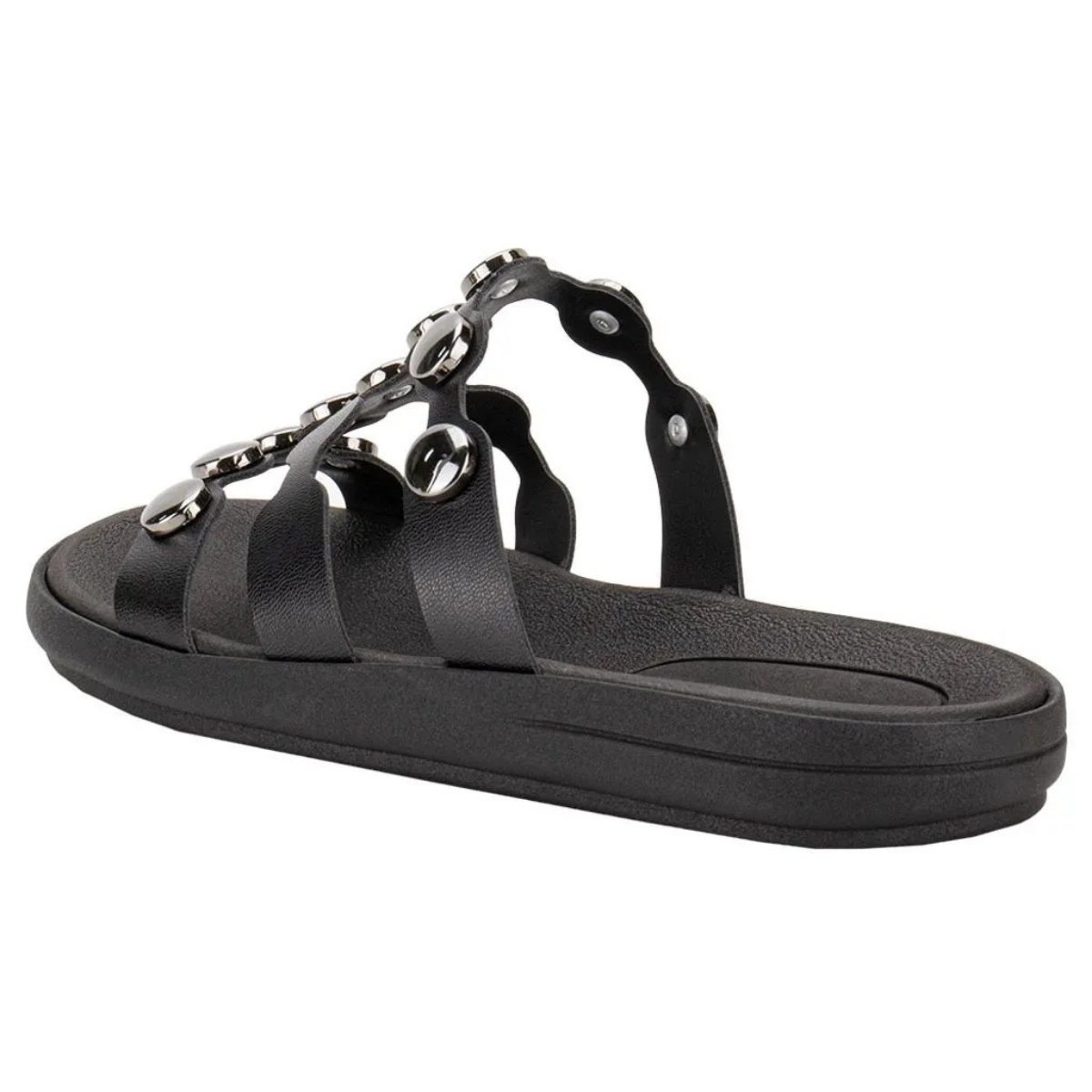 Tamanco Moleca Tiras Finas Metalizado Feminino Preto Preto 2