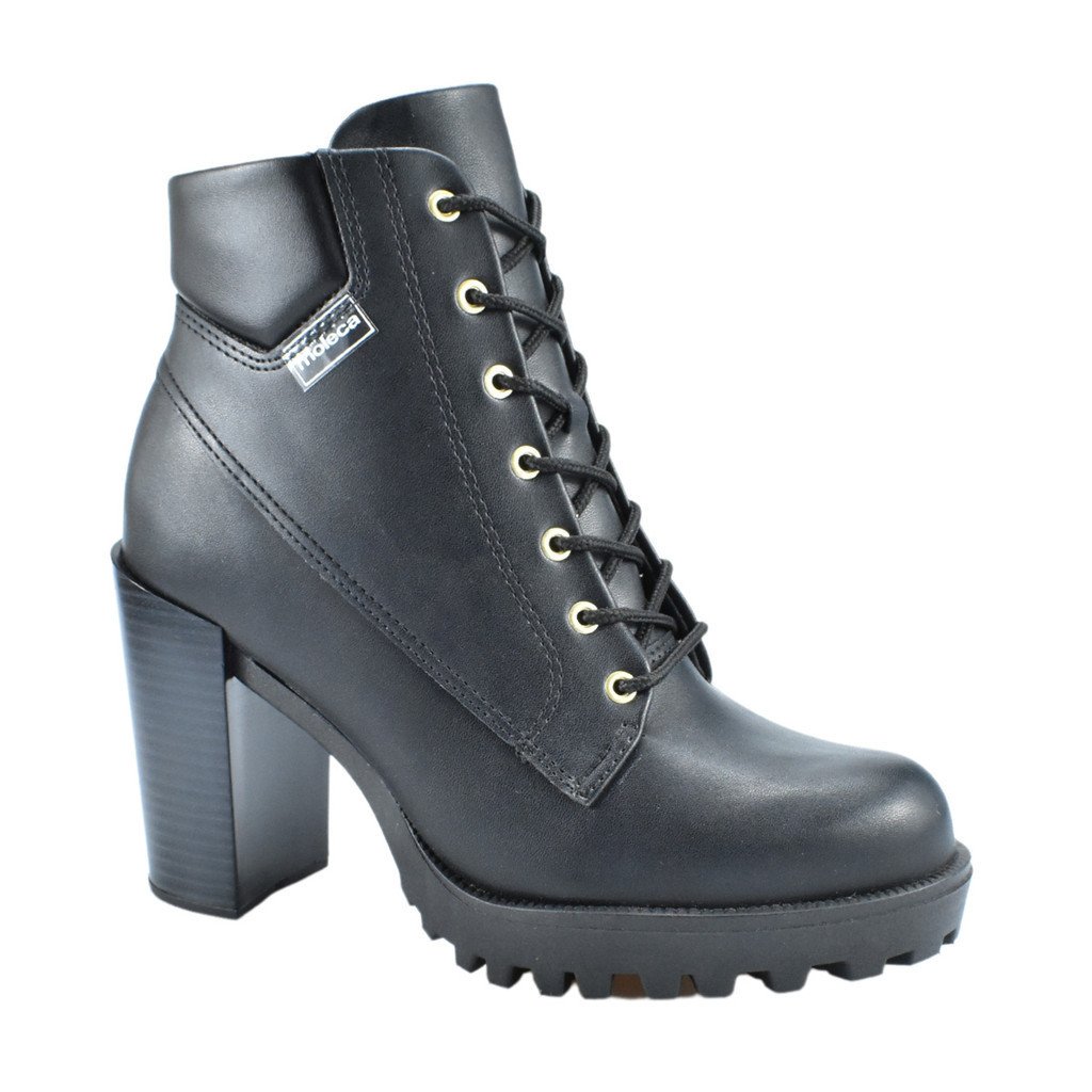 Coturno Feminino Moleca Napa Salto Tratorado Preto 5325119