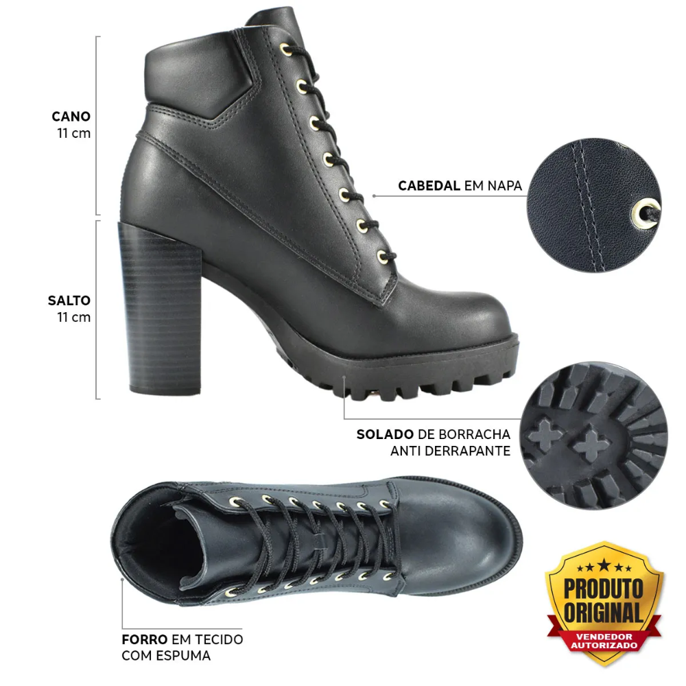 Coturno Feminino Moleca Napa Salto Tratorado Preto 5325119 Preto 3