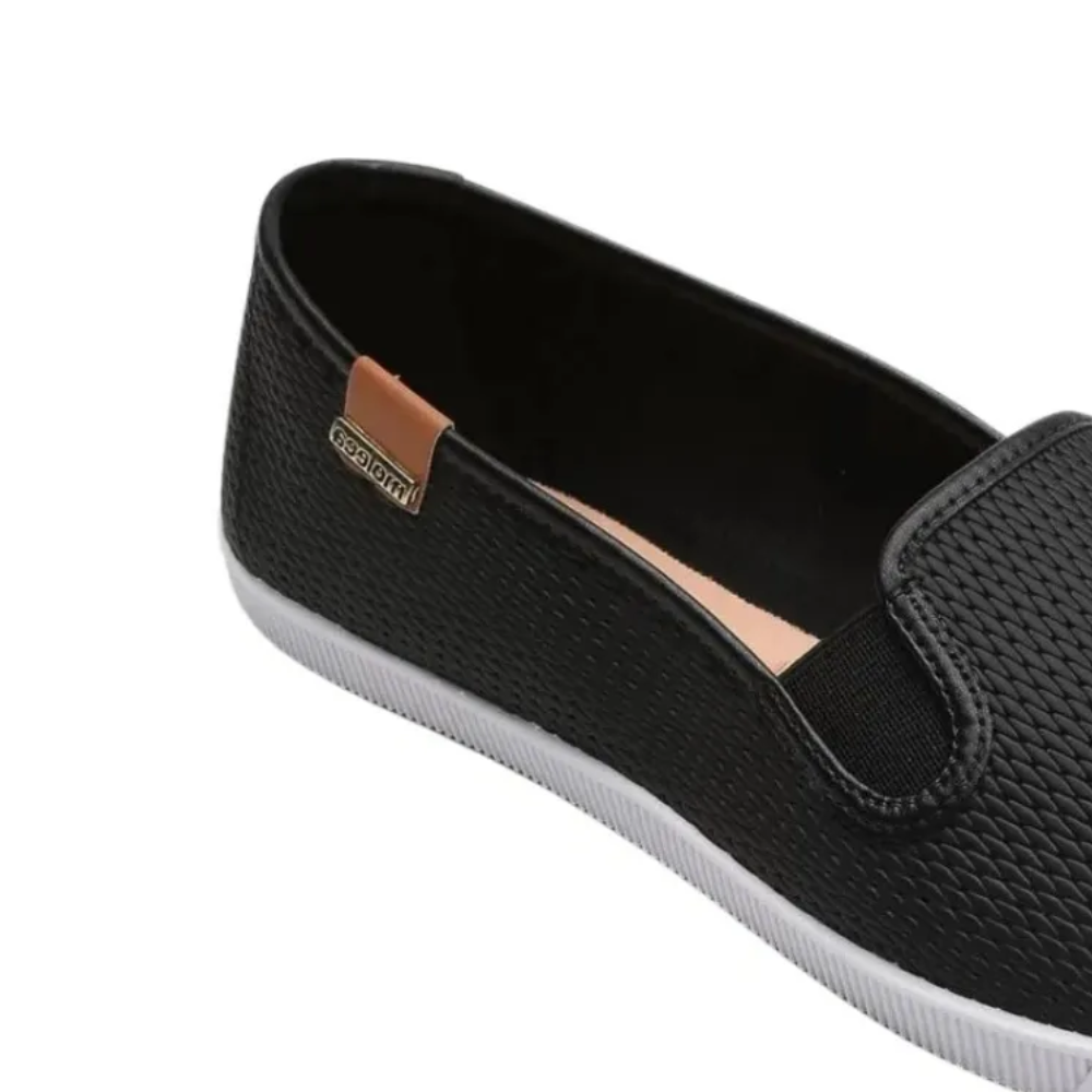 Tenis Feminino Moleca Preto Casual Calce Facil Comfort Preto/Camel 4