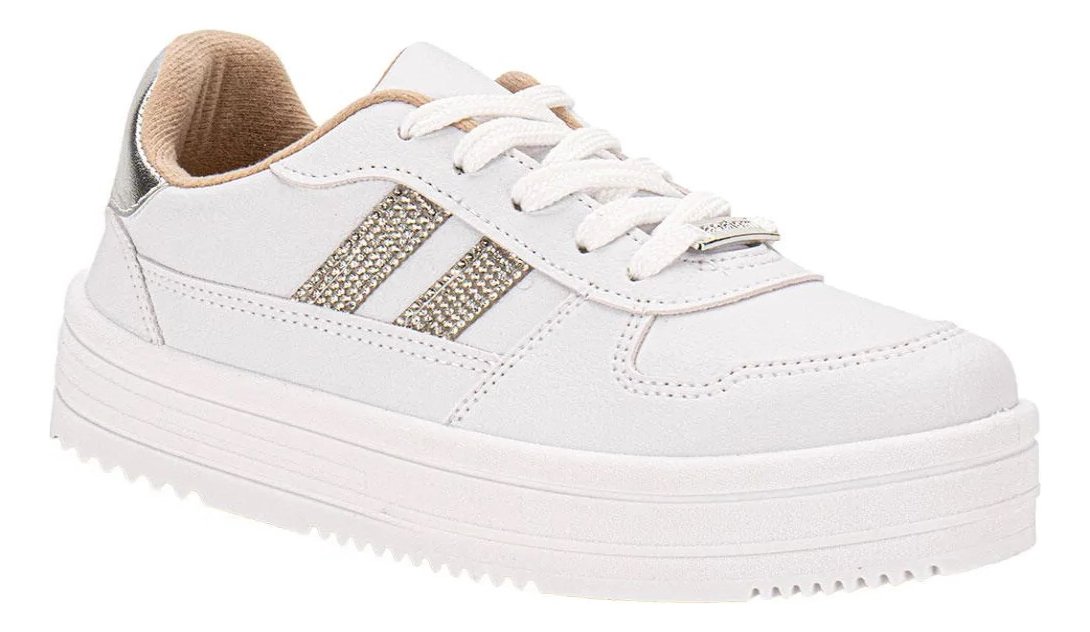Moleca Tenis Classic Branco Prata Conforto e Estilo