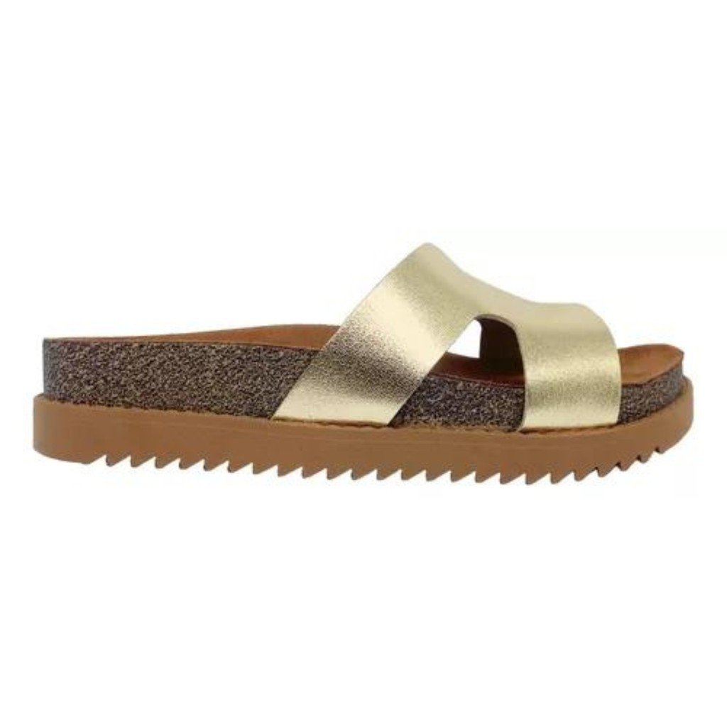 Sandalia Feminina Papete Moleca Casual Dourado 5500100