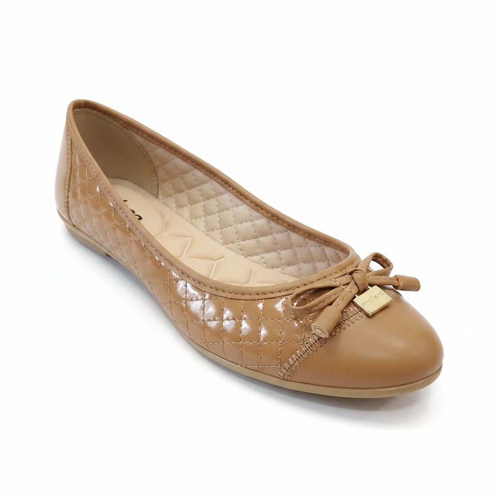 Sapatilha Feminina Moleca Camel Verniz Confortavel Casual