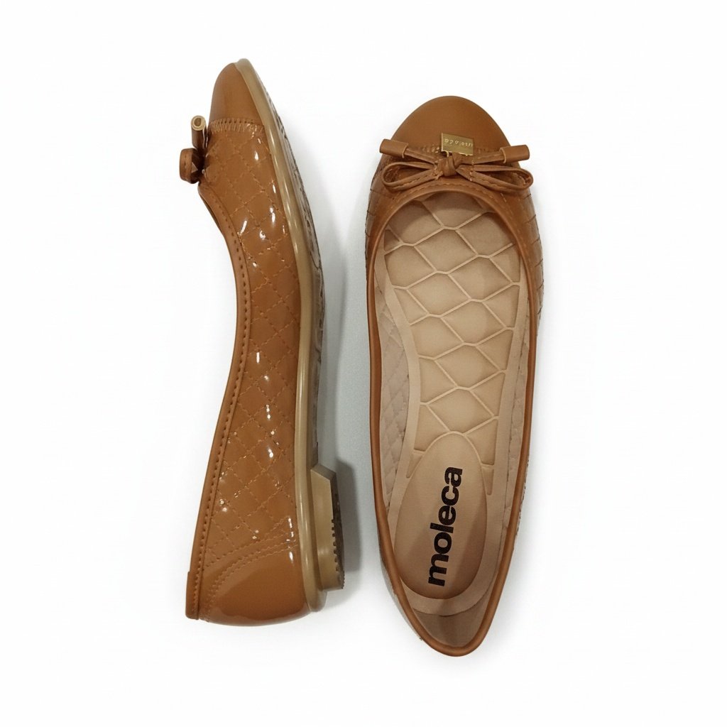 Sapatilha Feminina Moleca Camel Verniz Confortavel Casual Marrom 4