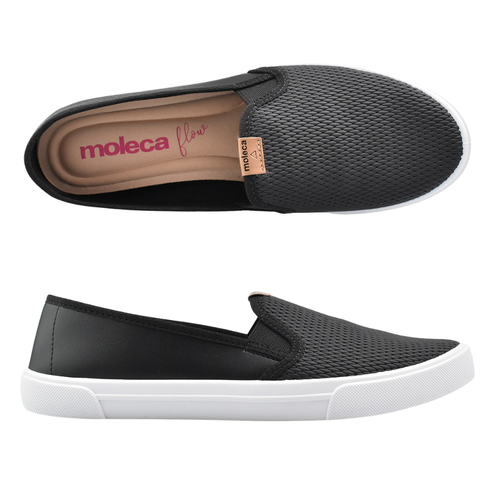 Tenis Moleca Slip On Feminino Preto Conforto e Estilo Preto 2