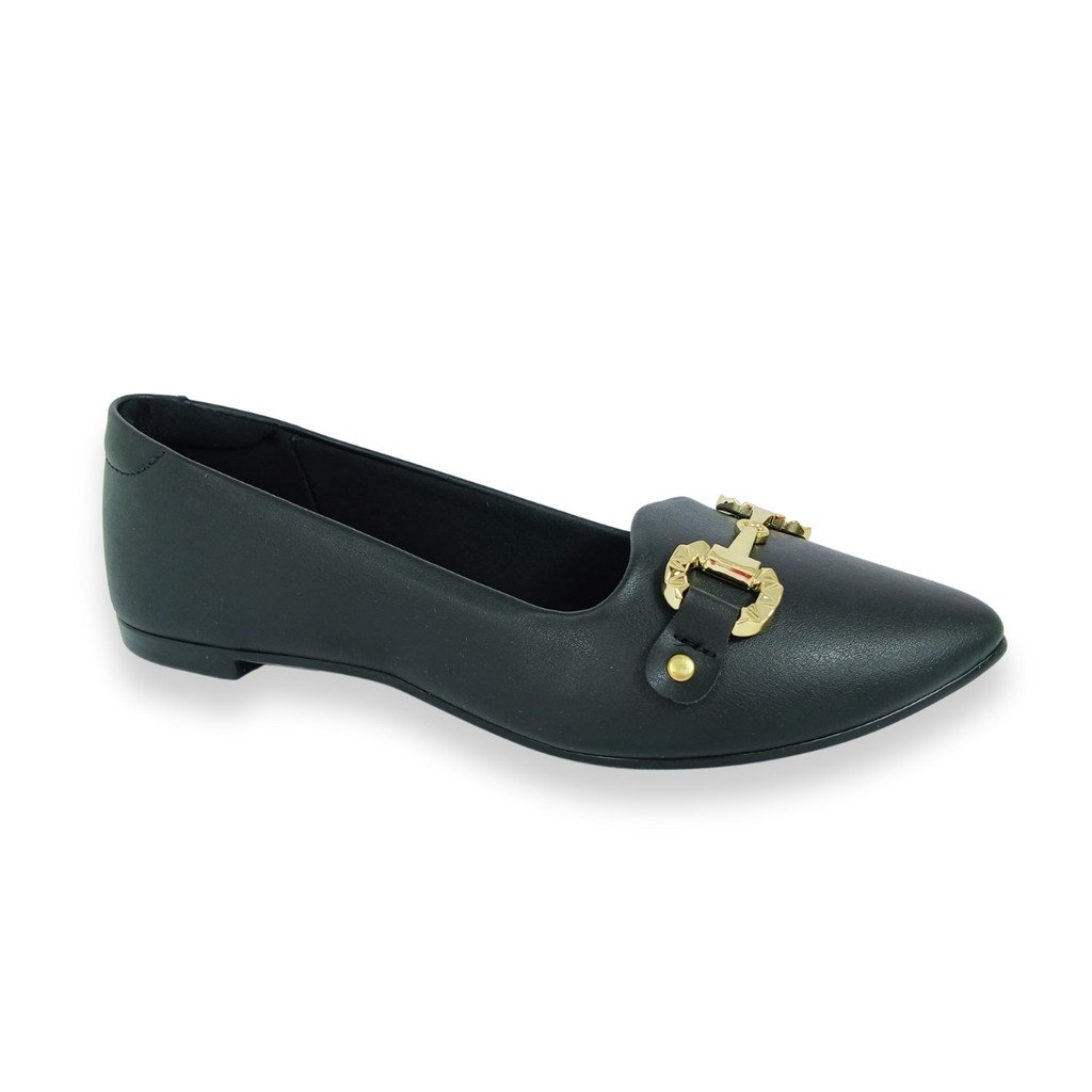 Sapatilha Feminina Moleca Preta Detalhe Dourado 5635880