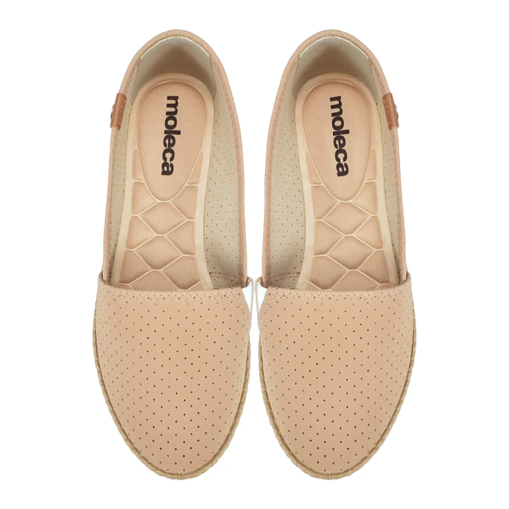 Sapatilha Feminina Moleca Nobuck Micro Perfuros Nude 5287210 Nude 3