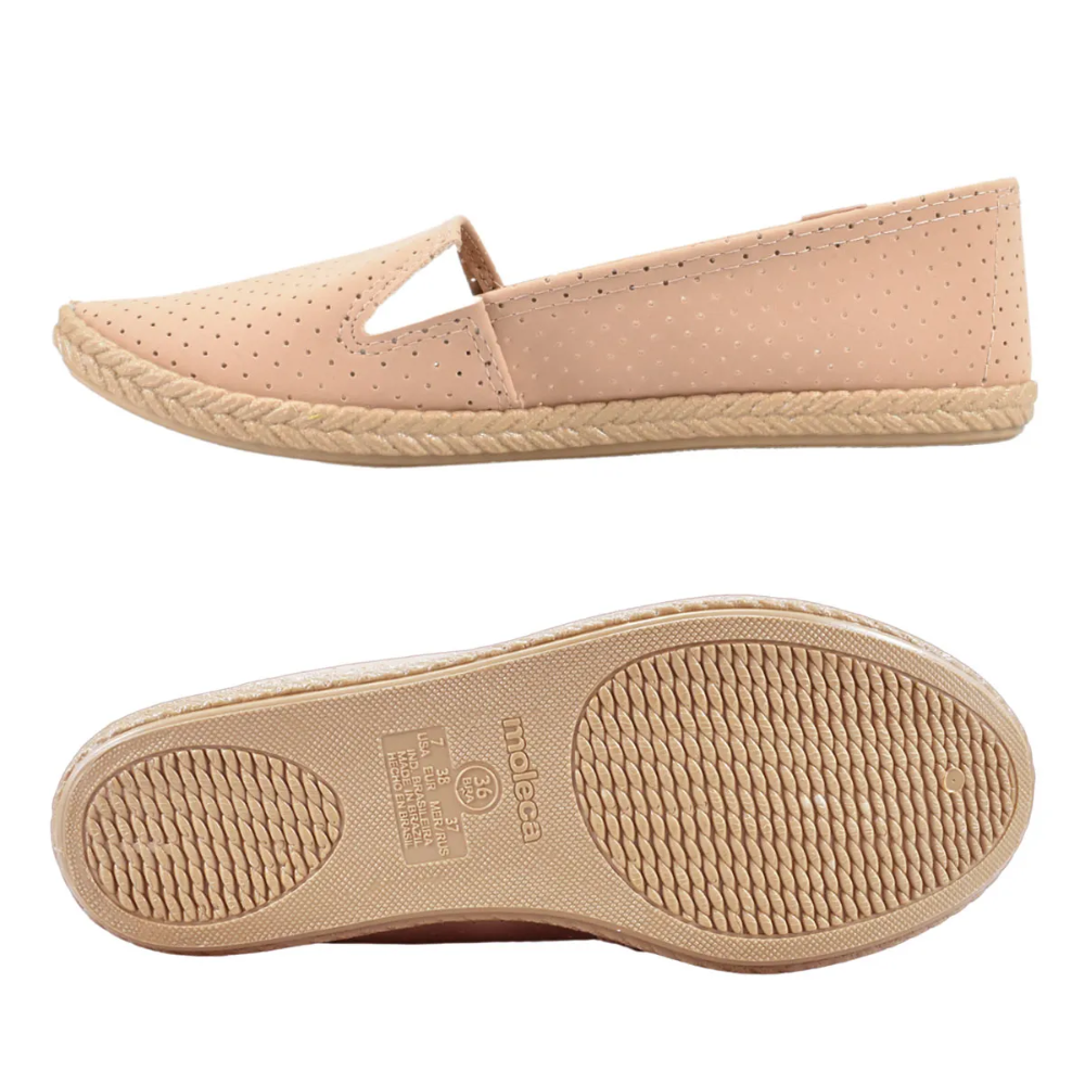 Sapatilha Feminina Moleca Nobuck Micro Perfuros Nude 5287210 Nude 4