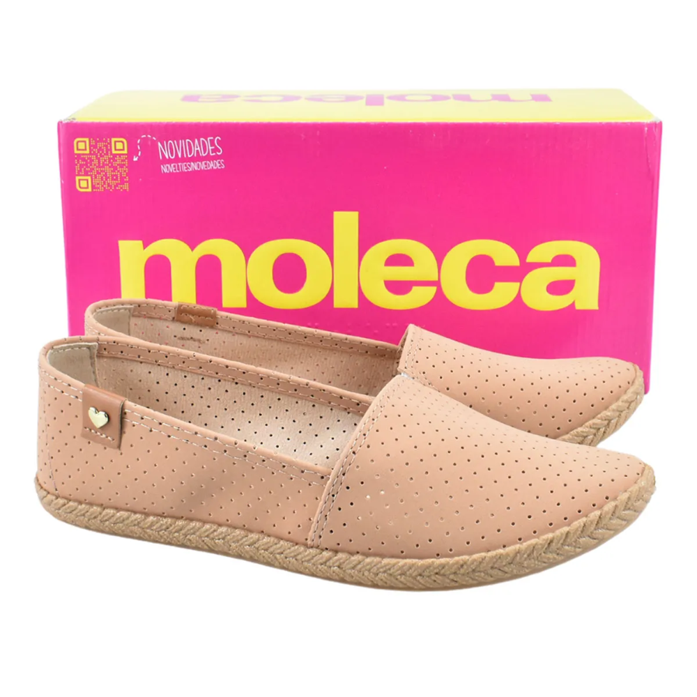 Sapatilha Feminina Moleca Nobuck Micro Perfuros Nude 5287210 Nude 6