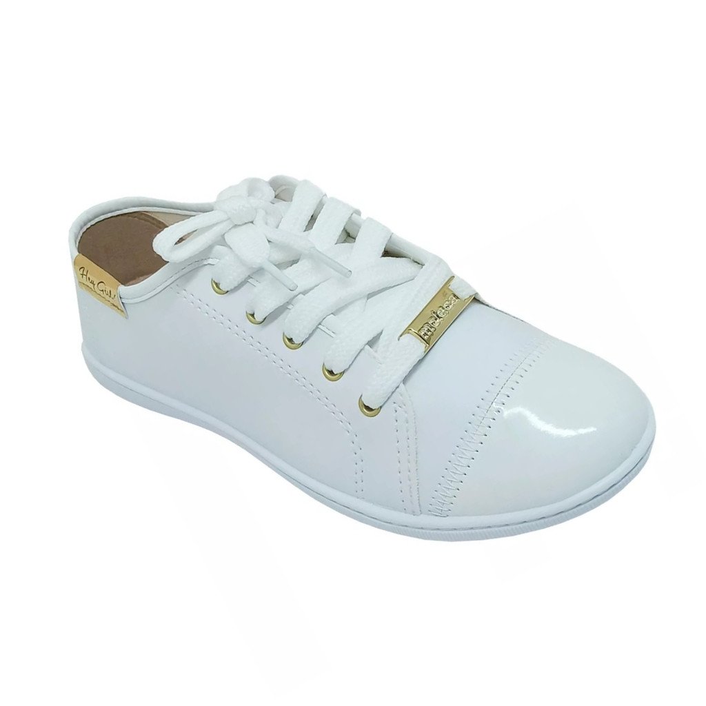 Tenis Moleca Dourado Cadarco Branco Conforto e Estilo