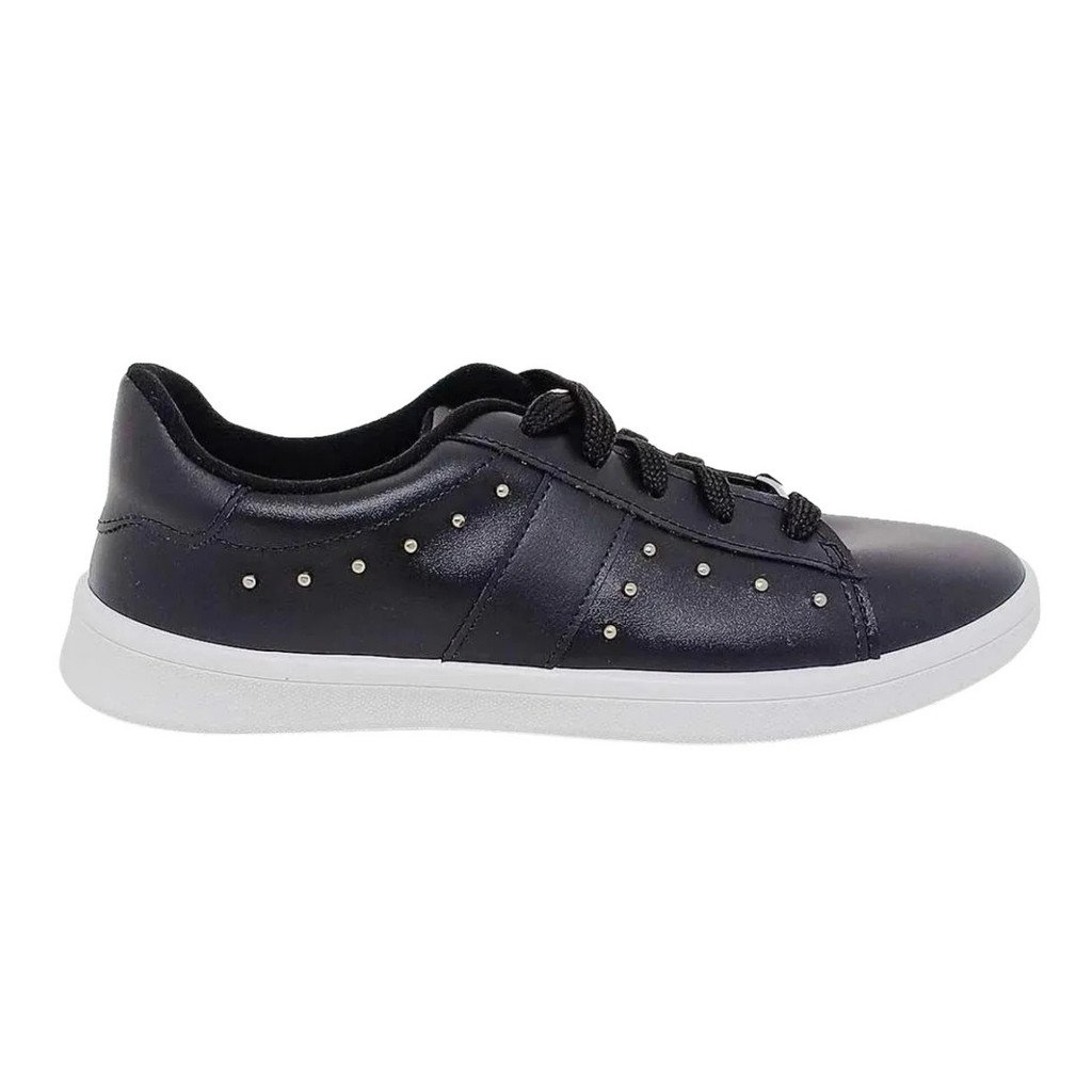 Tenis Moleca Feminino Casual Aplique Lateral Preto