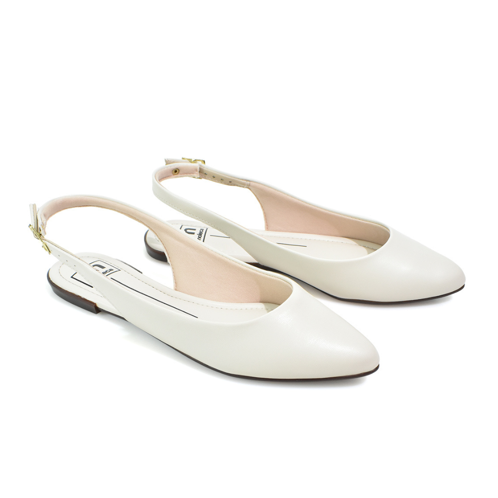 Sapato Feminino Moleca Sling Casual Branco Confortavel Branco/Off 2