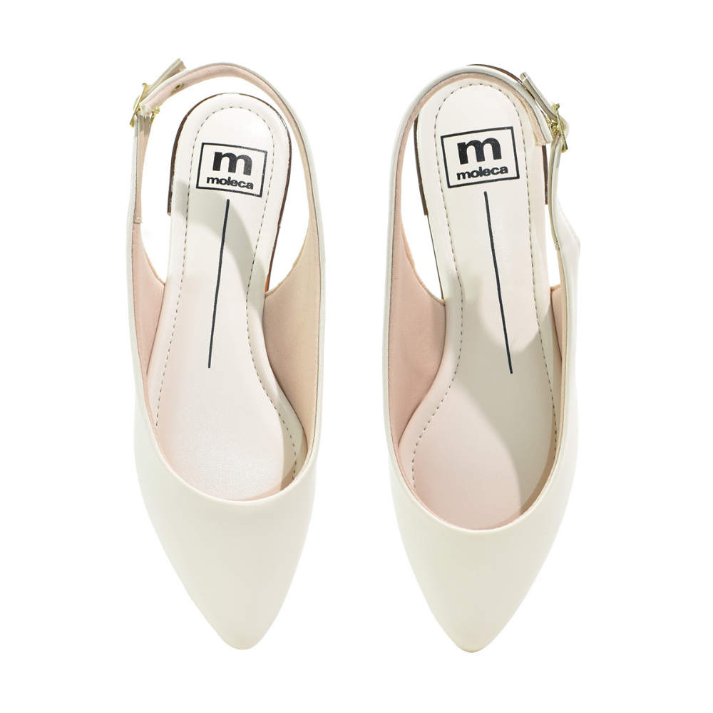 Sapato Feminino Moleca Sling Casual Branco Confortavel Branco/Off 4