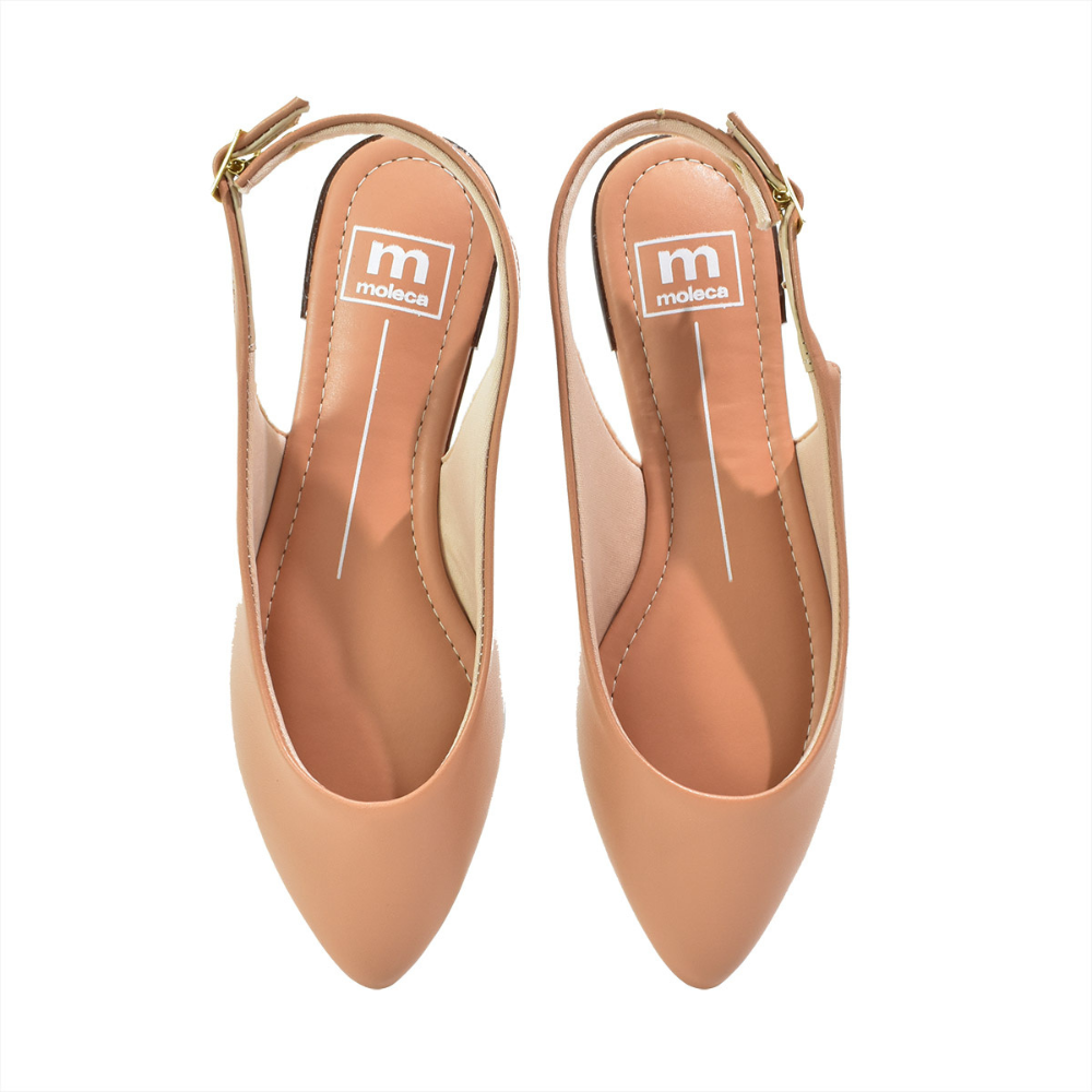 Sapato Feminino Moleca Sling Casual Nude Confortavel Nude 4