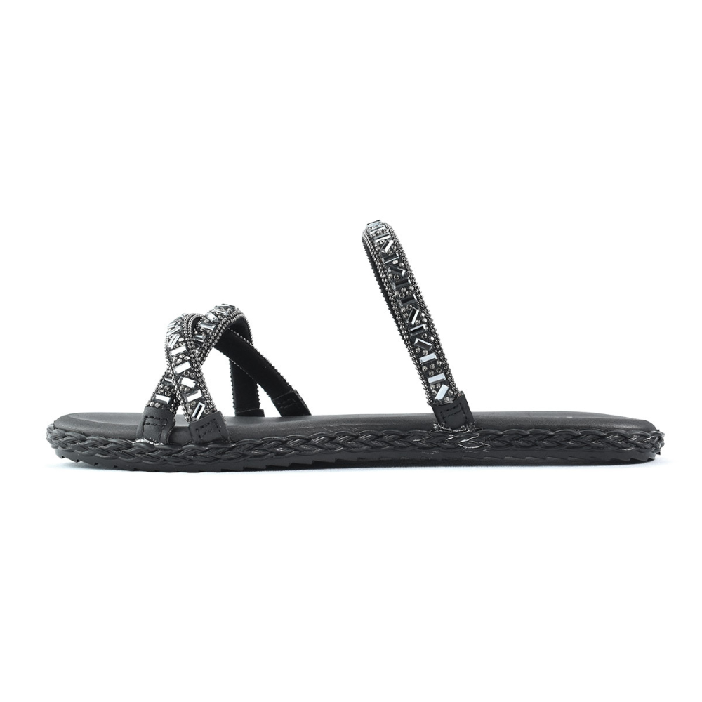 Tamanco Moleca Tiras Strass Feminino Elegancia Preto 5