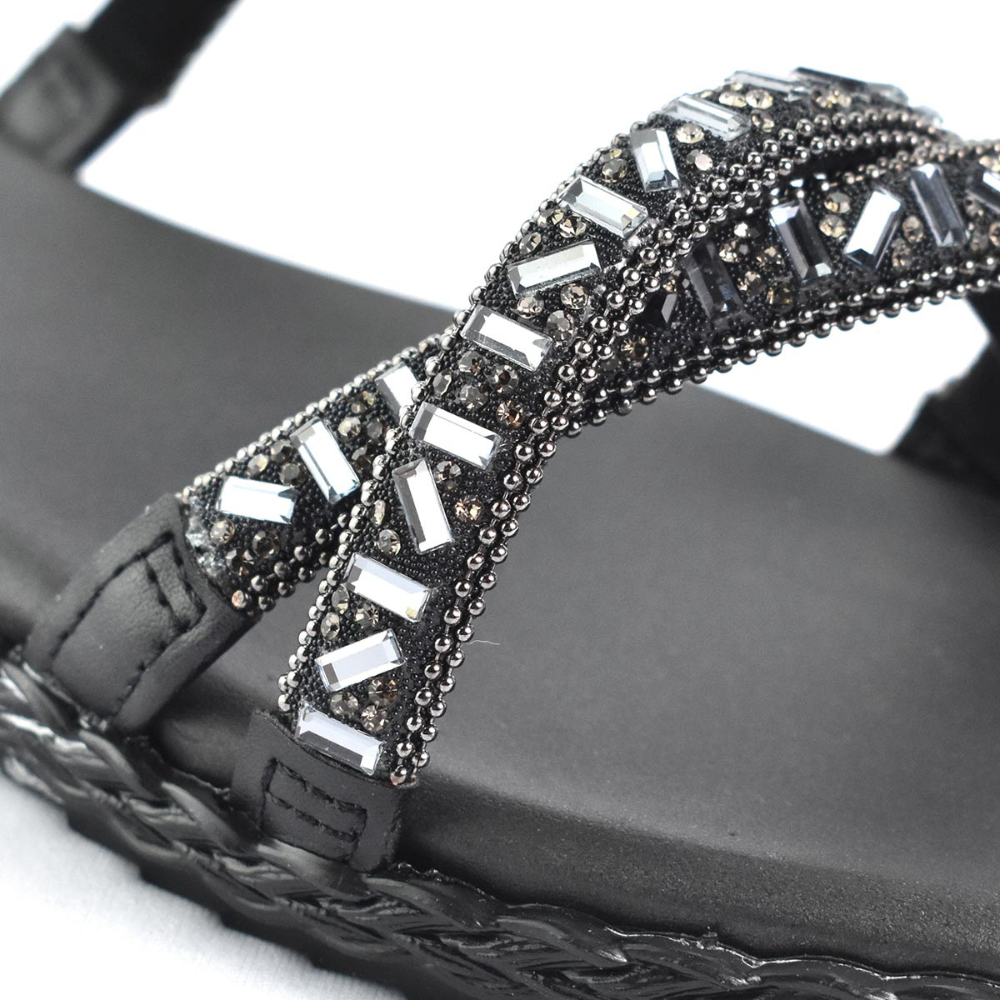 Tamanco Moleca Tiras Strass Feminino Elegancia Preto 4