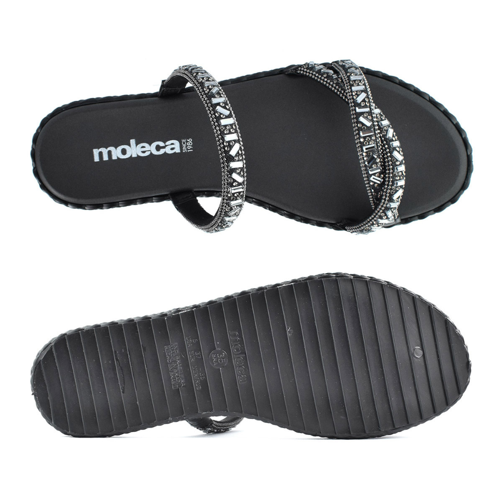 Tamanco Moleca Tiras Strass Feminino Elegancia Preto 6