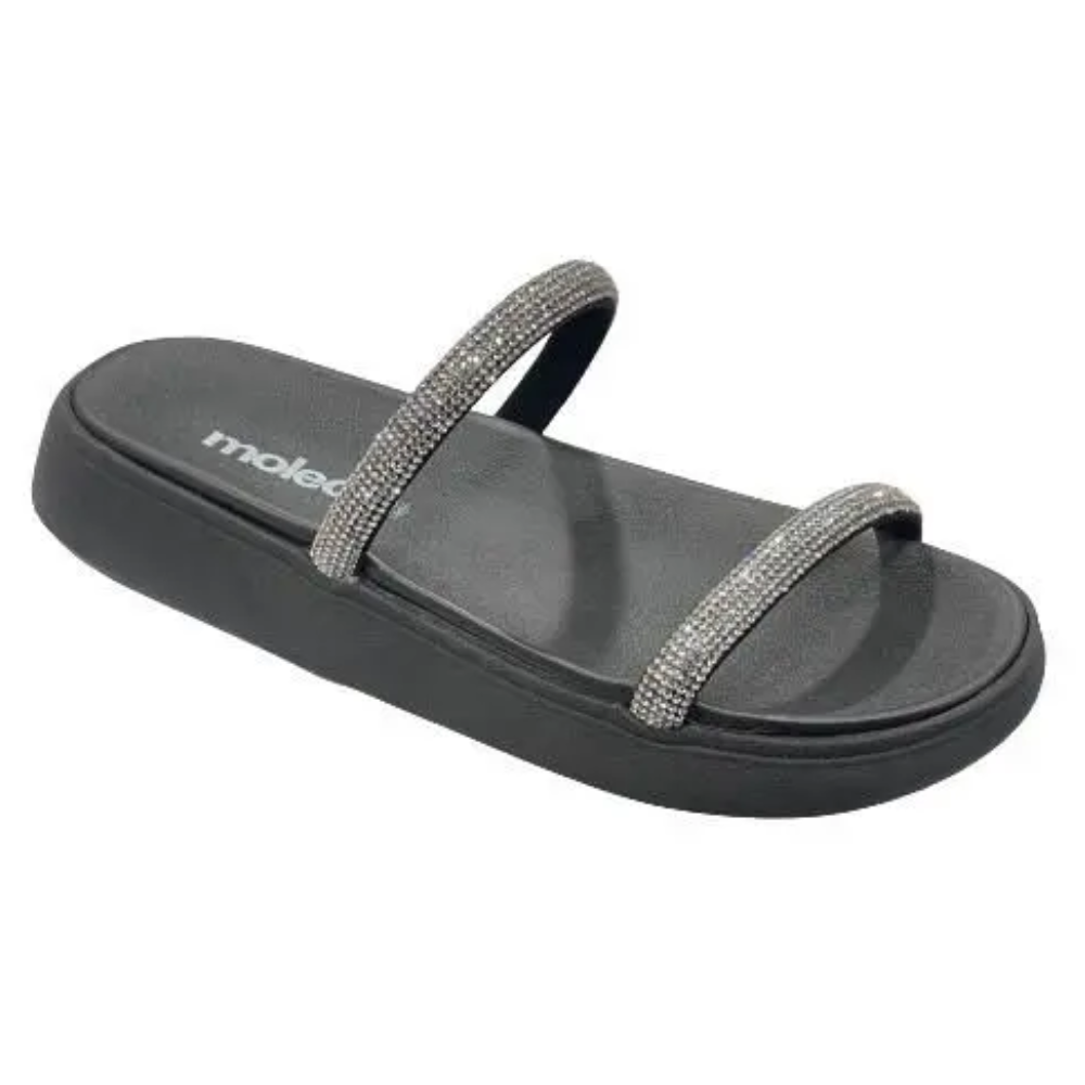 Sandalia Feminina Papete Moleca Brilho Preto Cristal 5469118 Preto/Cristal 4