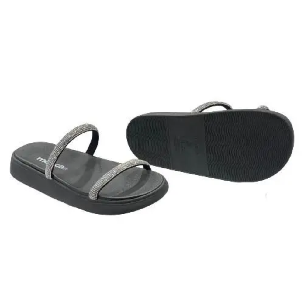 Sandalia Feminina Papete Moleca Brilho Preto Cristal 5469118 Preto/Cristal 6