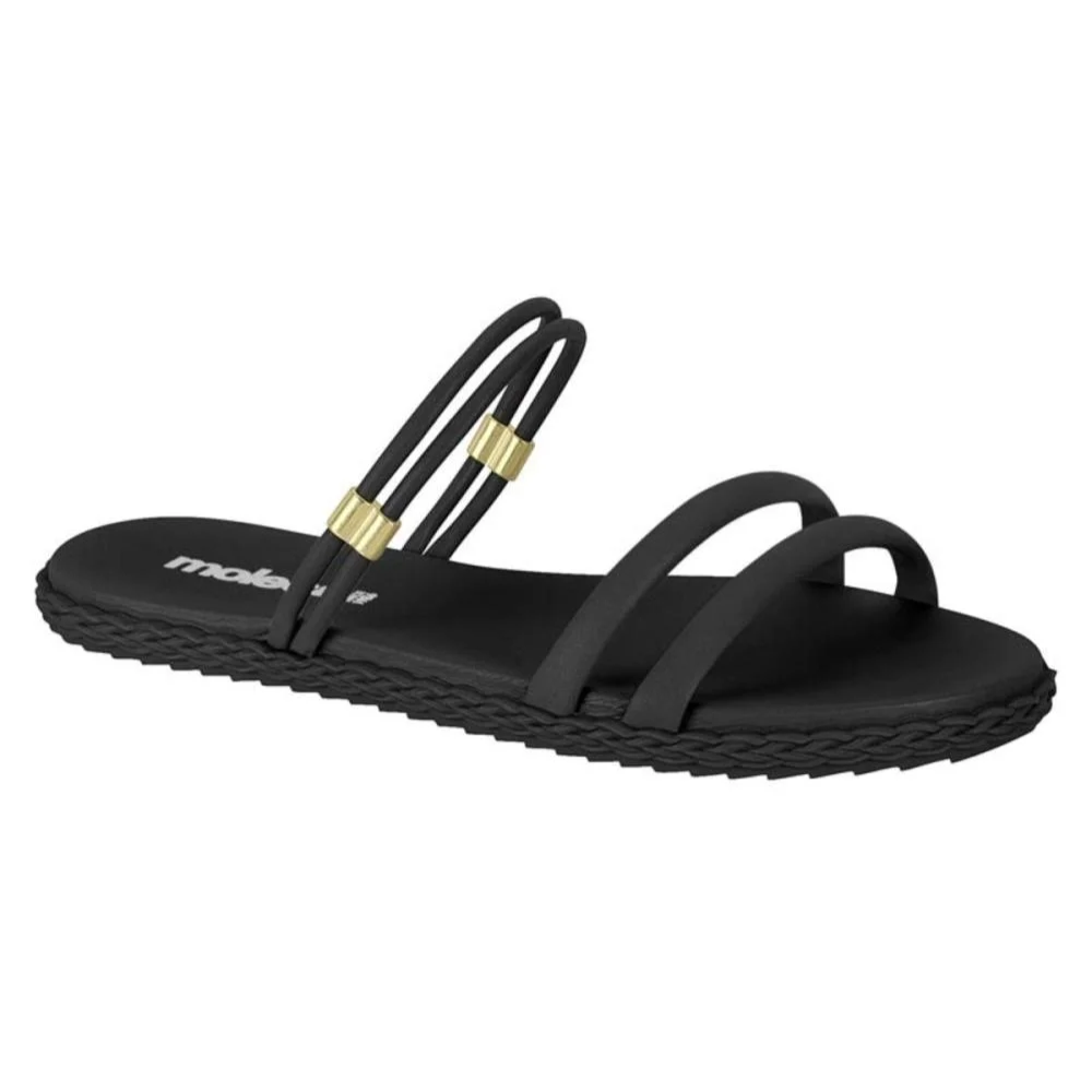 Sandalia Feminina Rasteira Moleca Ajustavel Preto 5452130 Preto/Preto 2