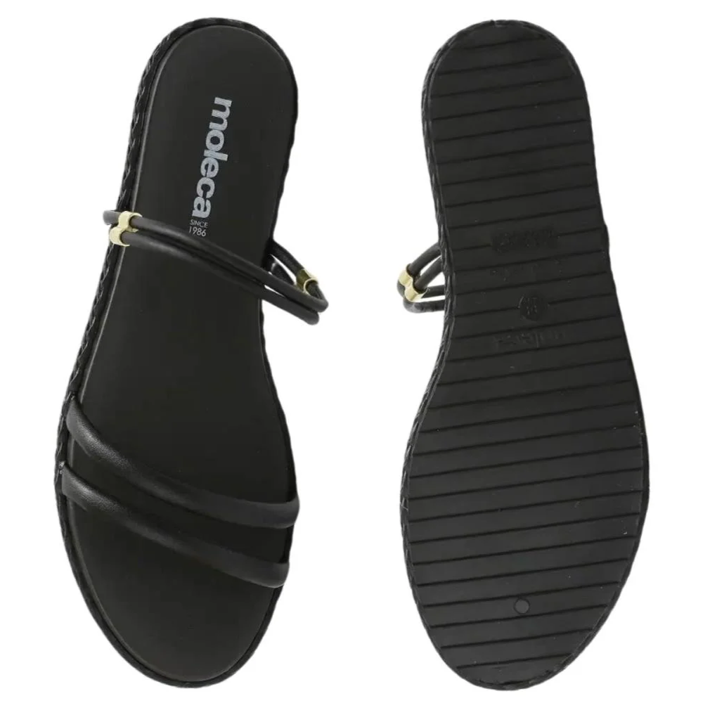 Sandalia Feminina Rasteira Moleca Ajustavel Preto 5452130 Preto/Preto 6