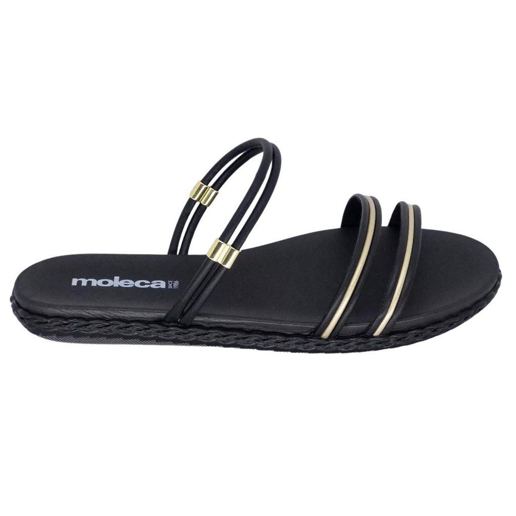 Sandalia Feminina Rasteira Moleca Ajustavel Preto 5452130 Preto/Preto 1