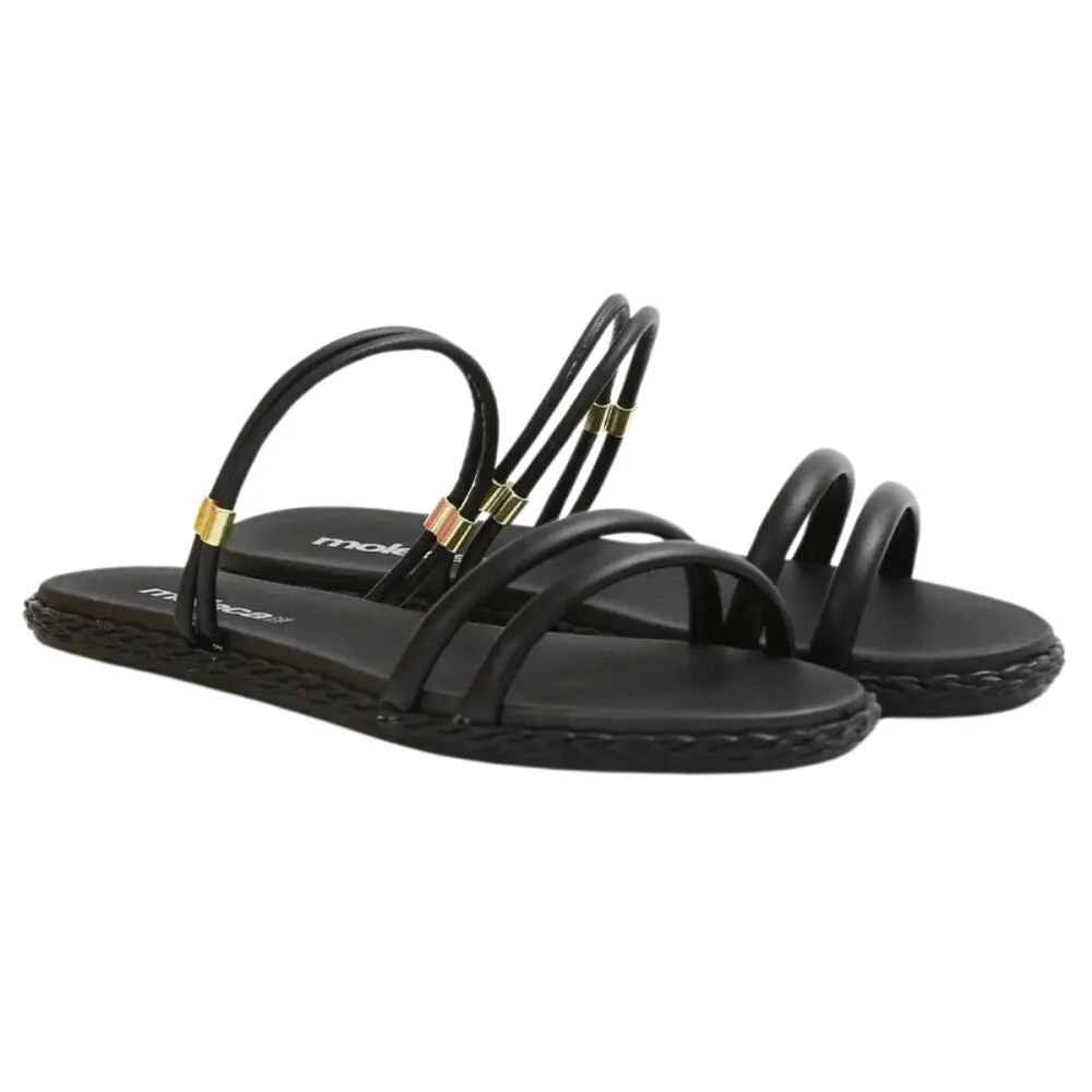 Sandalia Feminina Rasteira Moleca Ajustavel Preto 5452130 Preto/Preto 4