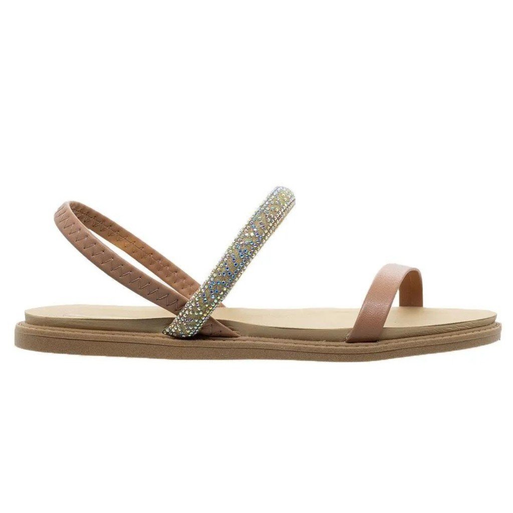 Sandalia Feminina Moleca Flat Rasteira Creme Nude 5443131