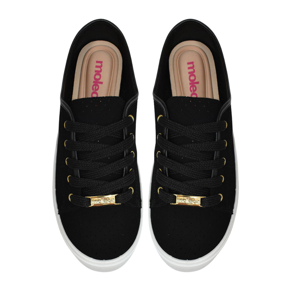 Tenis Moleca Casual Nobuck Feminino Preto Preto 3