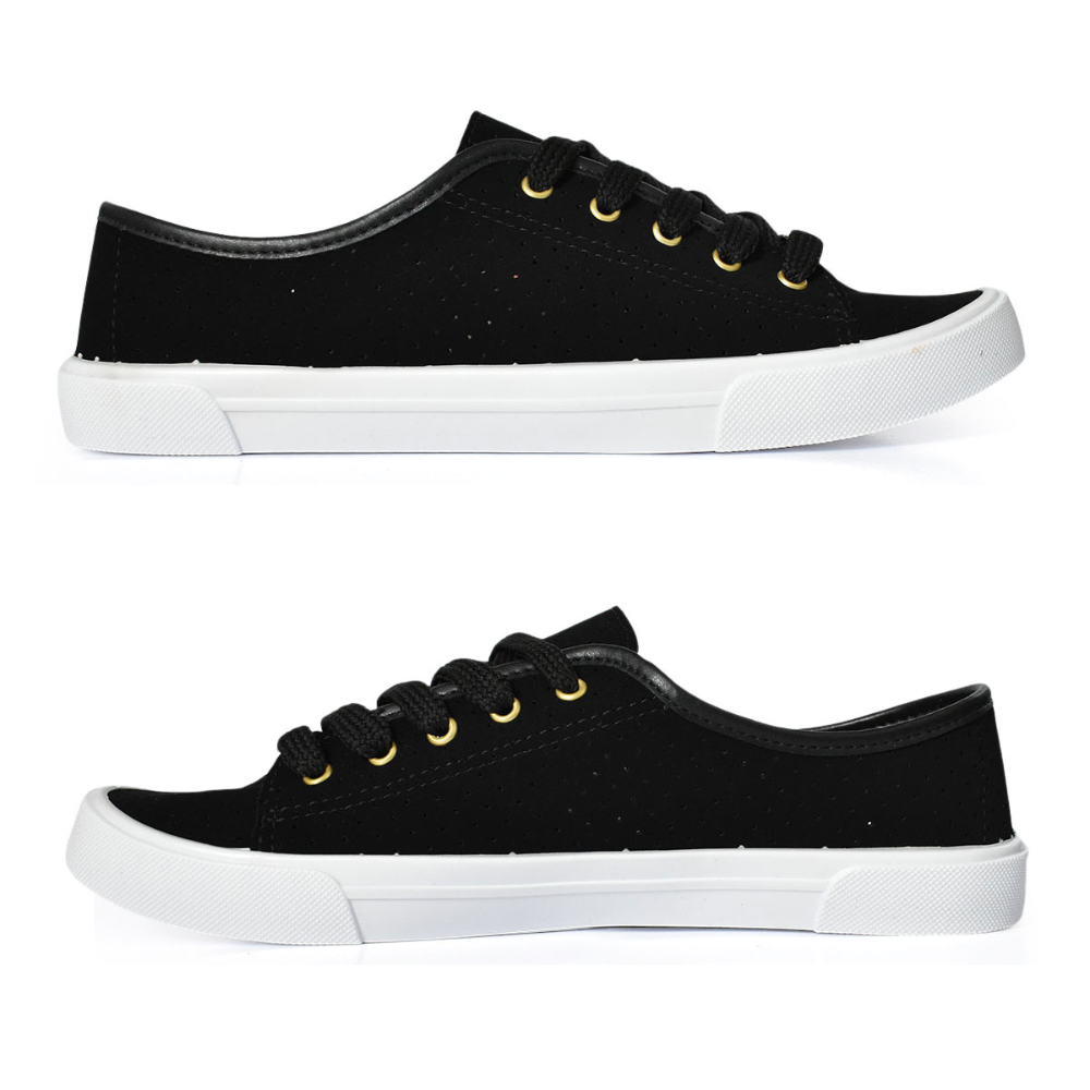 Tenis Moleca Casual Nobuck Feminino Preto Preto 4