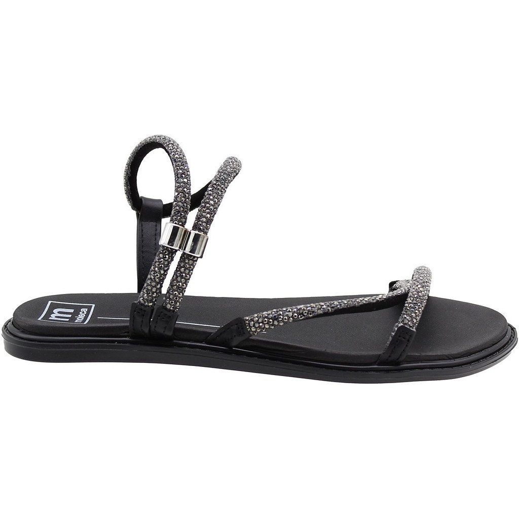 Sandalia Moleca Rasteira Brilho Feminina Preta