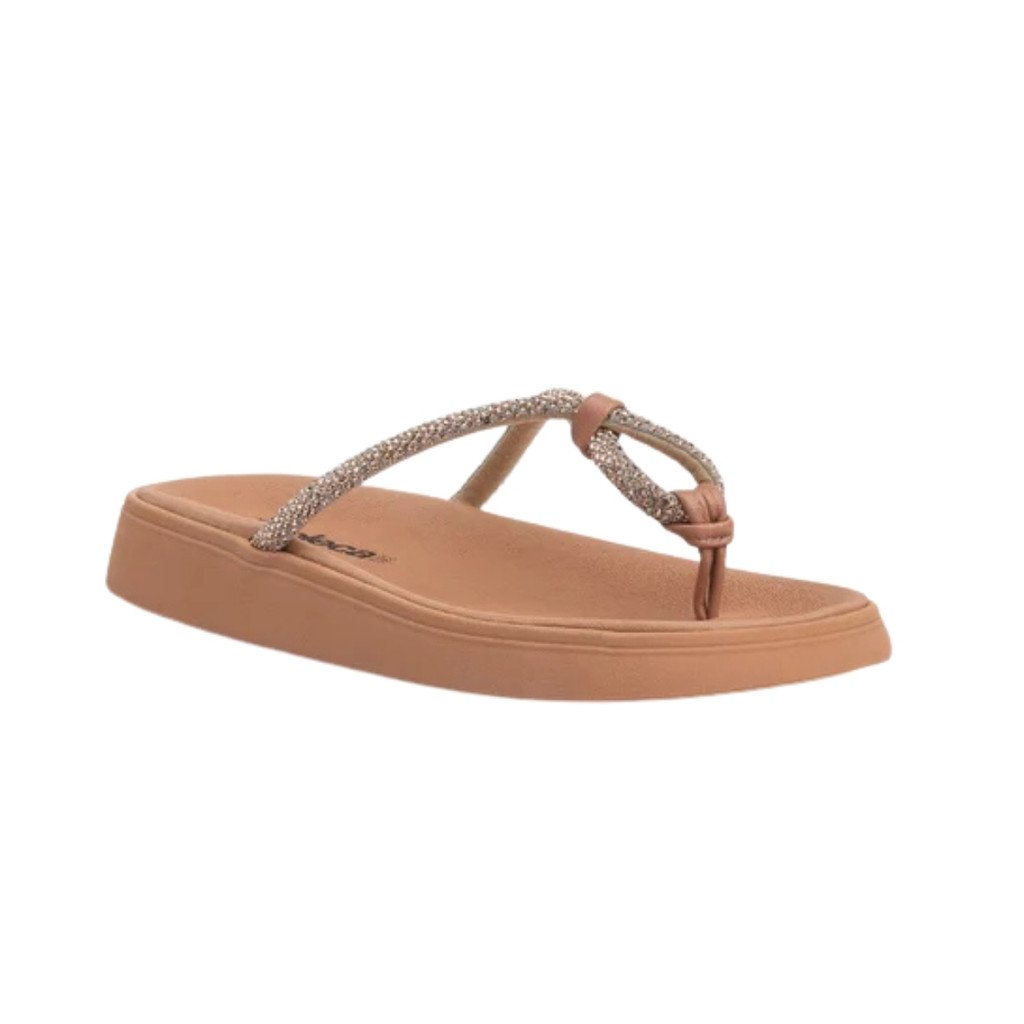 Tamanco Papete Moleca Feminino Tiras Brilhantes Nude