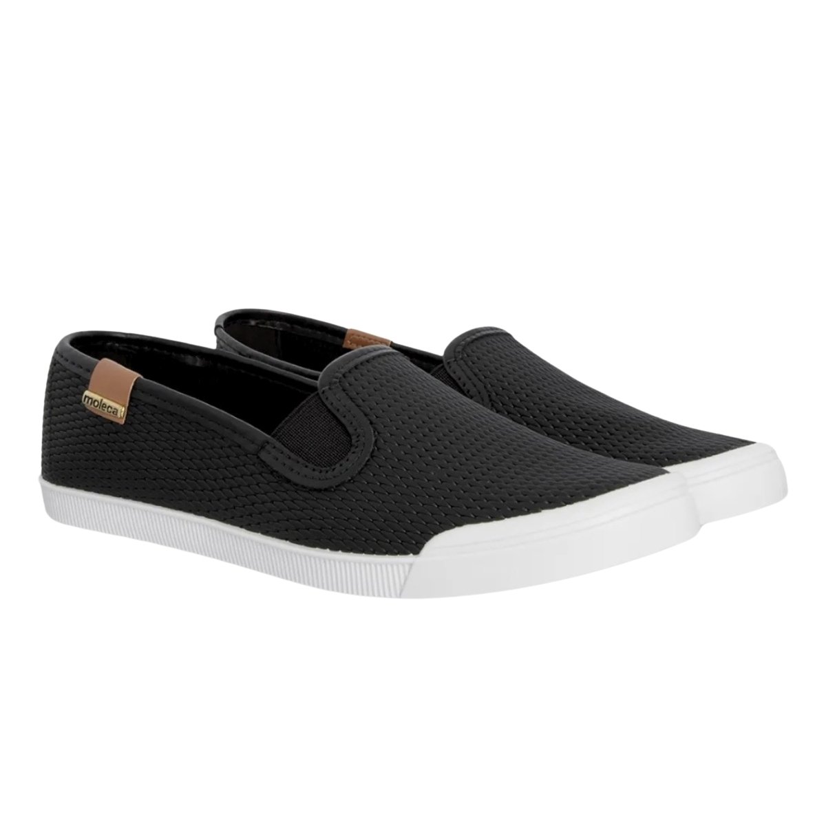 Sapatilha Moleca Casua Microperfuros Conforto Feminina Preta Preto/Camel 3