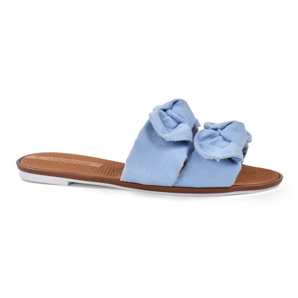 Chinelo Moleca Slide Camurca Lacos Feminino Azul