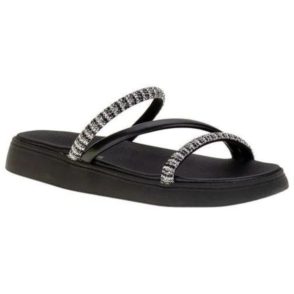 Papete Moleca Feminina Preta com Strass Elegante