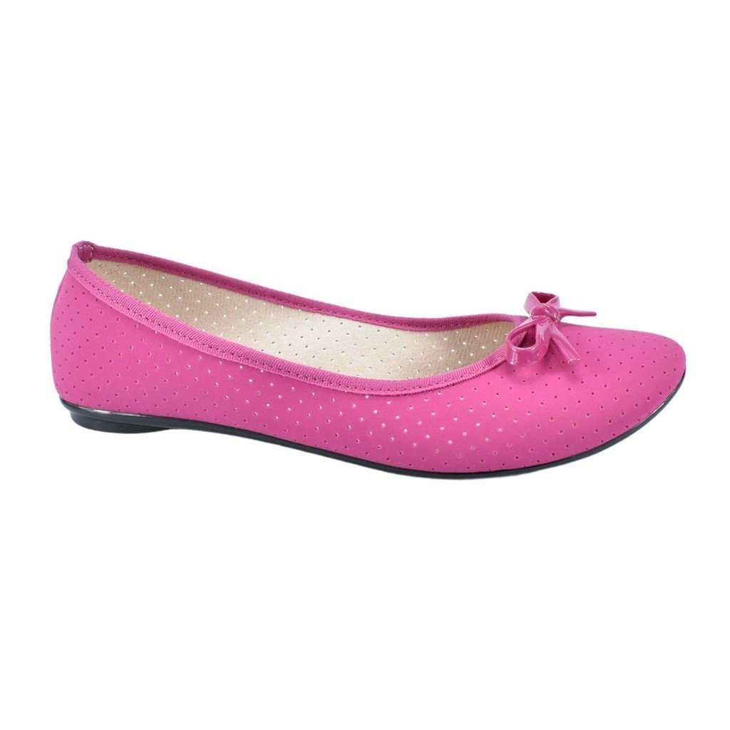 Sapatilha Moleca Nobuck Bico Redondo MicroPerfuros Laco Magenta Confortavel