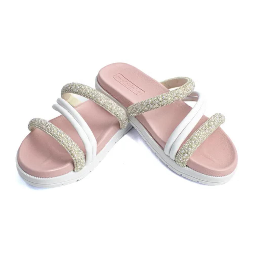 Papete Molekinha Tira Brilhante Branco Rosa Meninas Cristal/Branco 4