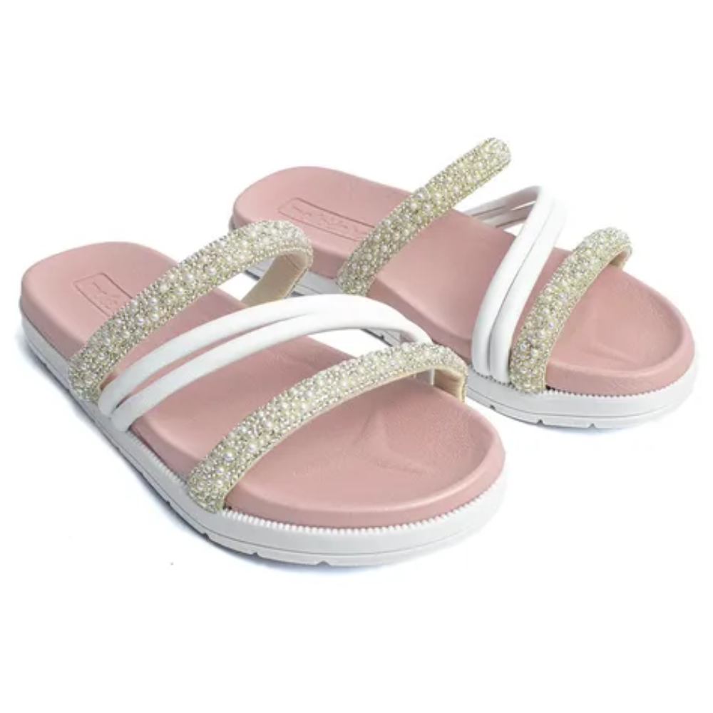 Papete Molekinha Tira Brilhante Branco Rosa Meninas Cristal/Branco 2