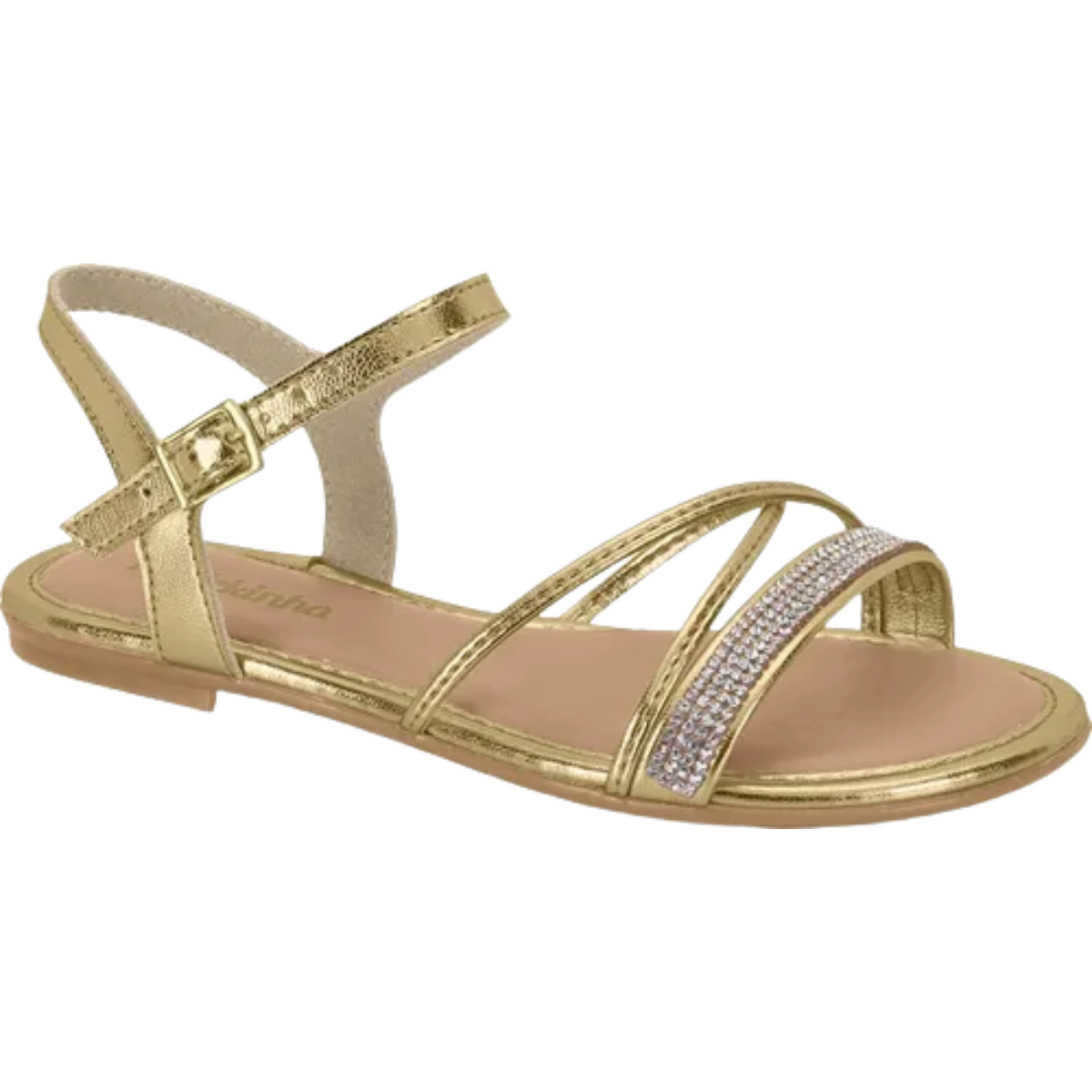 Sandalia Meninas Metalizada Dourado Brilho