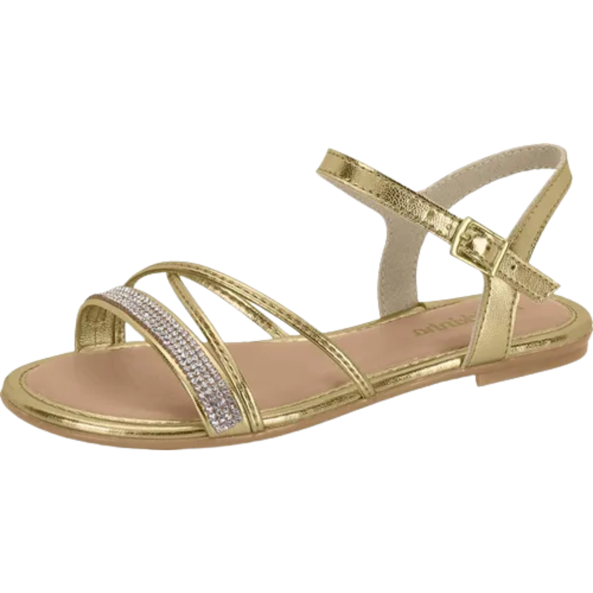 Sandalia Meninas Metalizada Dourado Brilho Dourado 2