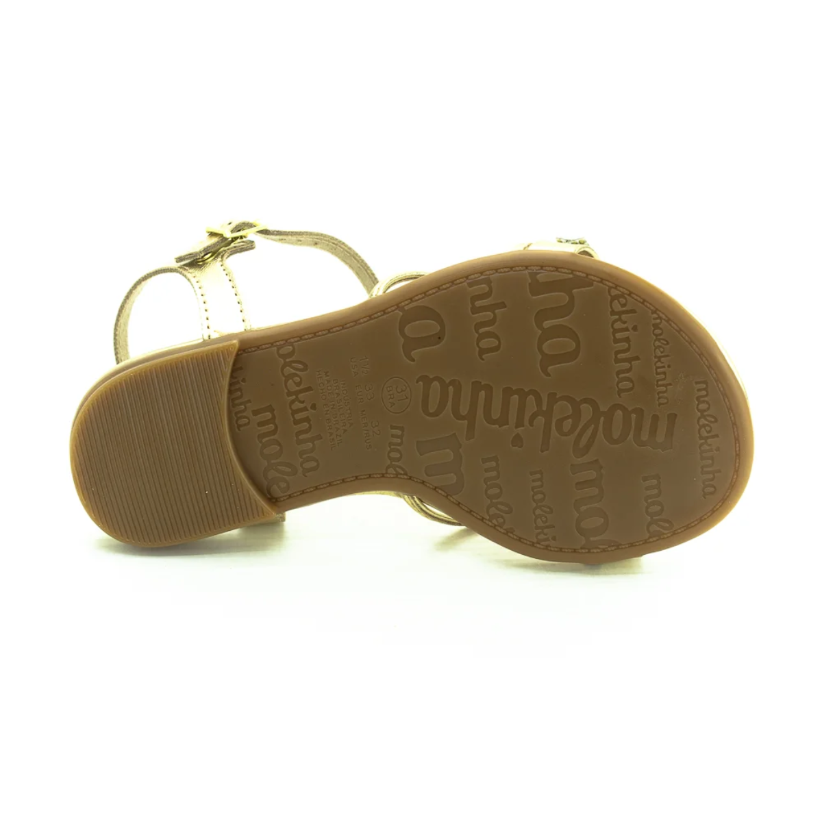 Sandalia Meninas Metalizada Dourado Brilho Dourado 3