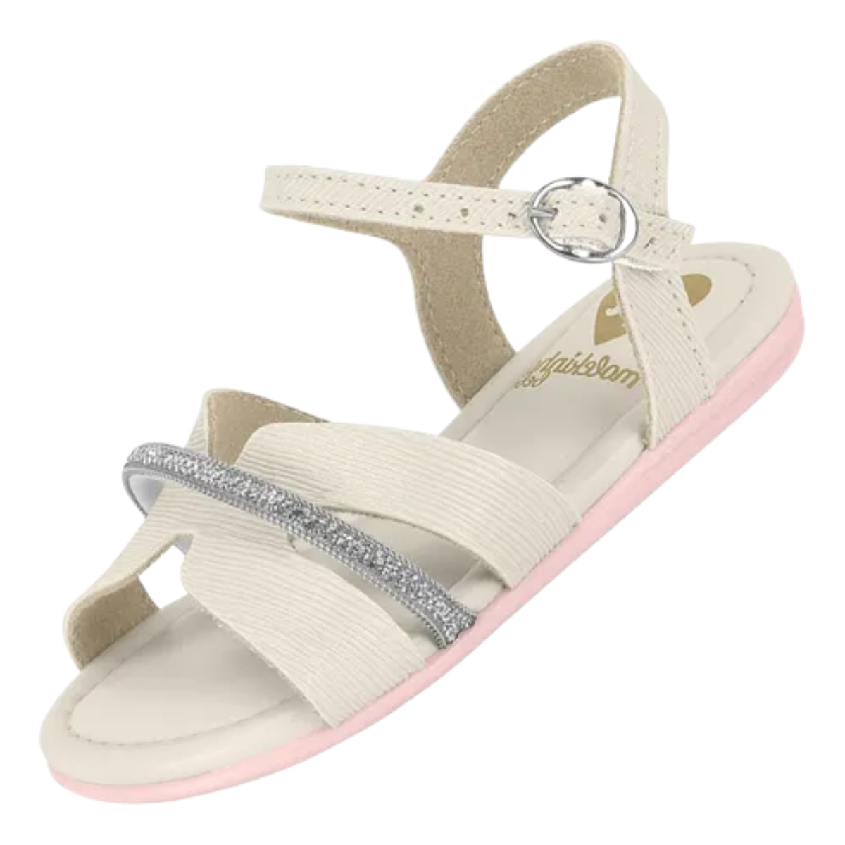 Sandalia Molekinha Infantil Menina Branco Off Strass Branco/Off 2