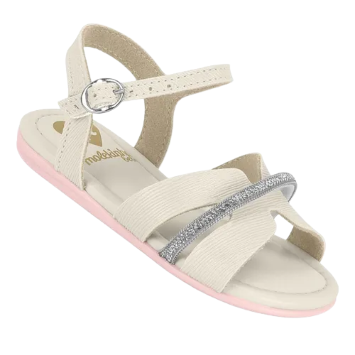 Sandalia Molekinha Infantil Menina Branco Off Strass Branco/Off 3