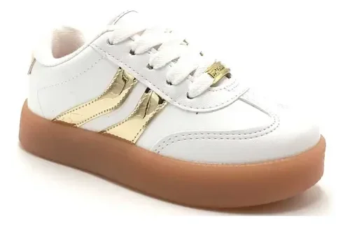 Tenis Molekinha Casual Infantil Branco Dourado 2582.102