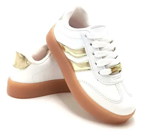 Tenis Molekinha Casual Infantil Branco Dourado 2582.102 Branco/Dourado 2