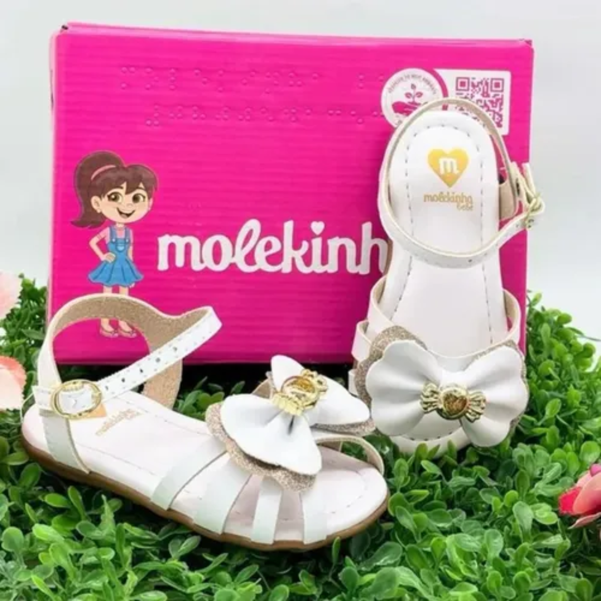 Sandalia Molekinha Infantil Menina Branco Laco Conforto Branco 4
