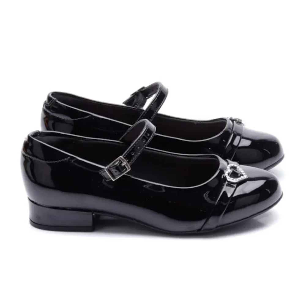 Sapatilha Molekinha Verniz Slingback Preta Meninas Preto 3